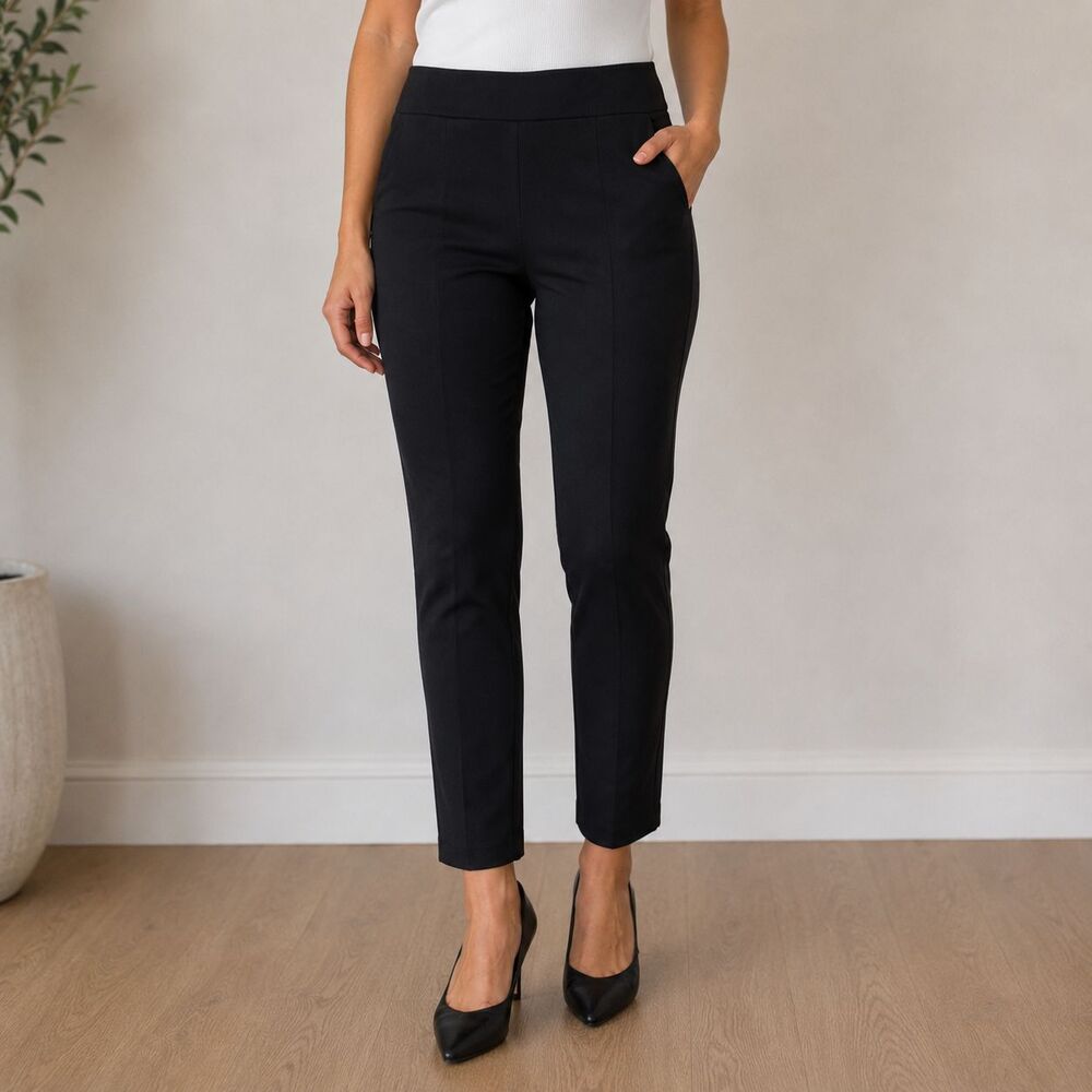 Express Women’s Black High Rise Pull-On Slim Ankle Pants Size Large Stretch